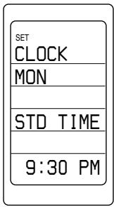 SET CLOCK MON STD TIME 9:30 PM