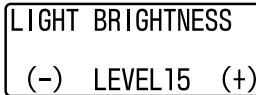 LIGHT BRIGHTNESS (-) LEVEL15 (+)