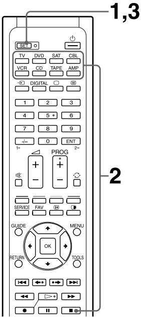 SONY RM-VL610T - Alle "aangeleerde" functiesignalen van een bepaalde componentkeuzetooets wollen - 1