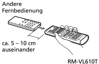 SONY RM-VL610T - Beispiel: So belegen Sie die VCR-Taste (Wiedergabe) dieser Fernbedienung mit dem Signal (Wiedergabe) eines Videorecorders - 1