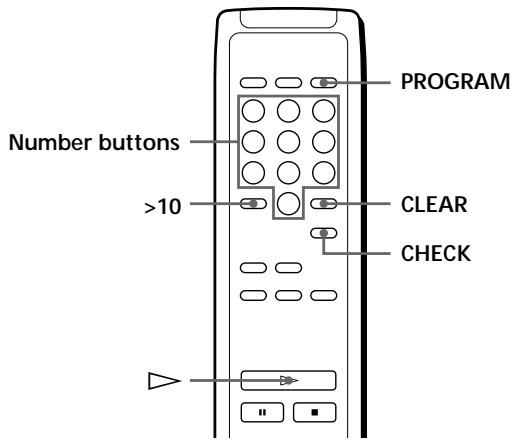SONY CDP-XE220 - Creating a programme using the remote (CDP-XE520 and CDP-XE320 only) - 1