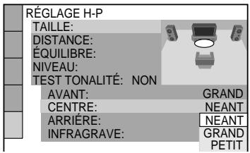 SONY DVP-NS400D - Appuyez sur / pour selectionner la taille de l'enceinte centrale. - 1