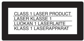 CLASS 1 LASER PRODUCT LASER KLASSE 1 LUOKAN 1 LASERLAITE KLASS 1 LASERAPPARAT