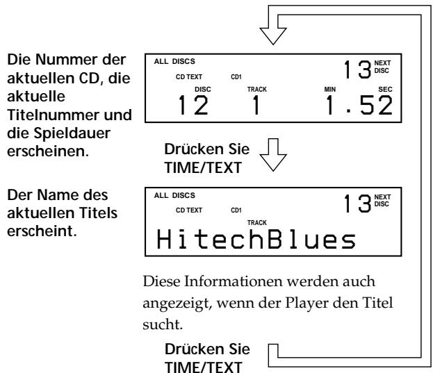 SONY CDP-CX235 - Anzeigen von Informationen während der CD-Wiedergabe - 1