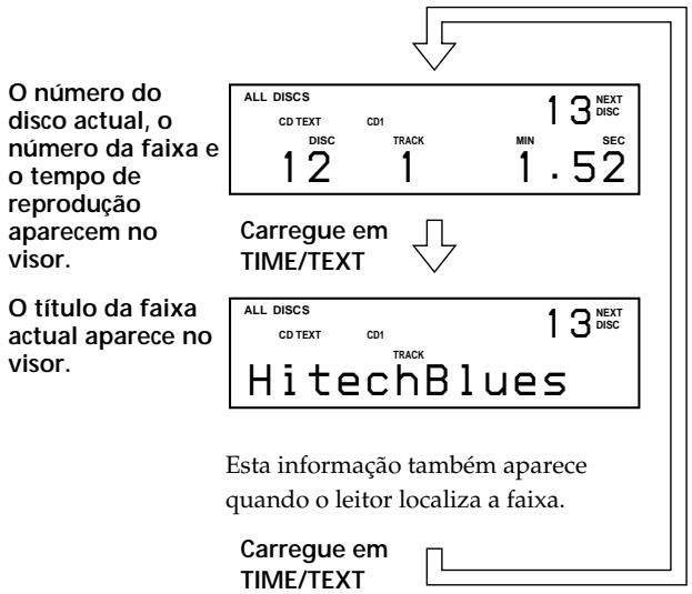 SONY CDP-CX235 - Visualizar informação durante a reprodução de um disco - 1