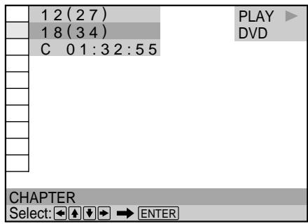 SONY DVP-S345 - Select "TITLE," "CHAPTER," "TRACK," "INDEX" or "SCENE" using ↑/↓. - 1