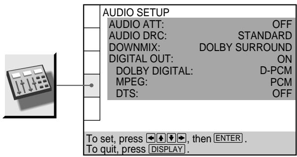 SONY DVP-S345 - Settings for the Sound (AUDIO SETUP) - 1