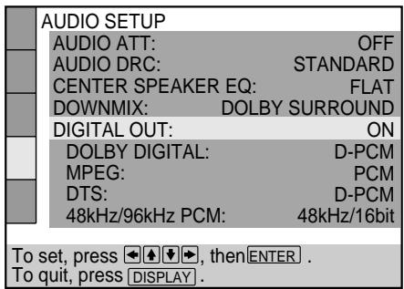 SONY DVP-S745D - Setting the Digital Output Signal - 1