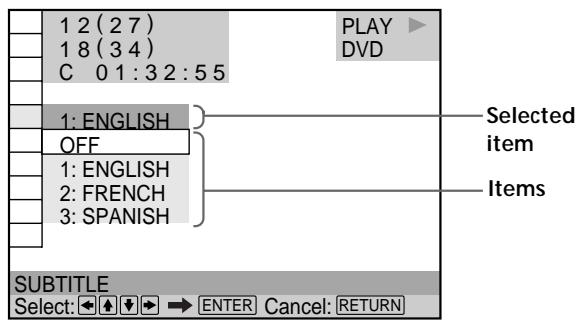 SONY DVP-S745D - Select the item you want using ↑/↓. - 1