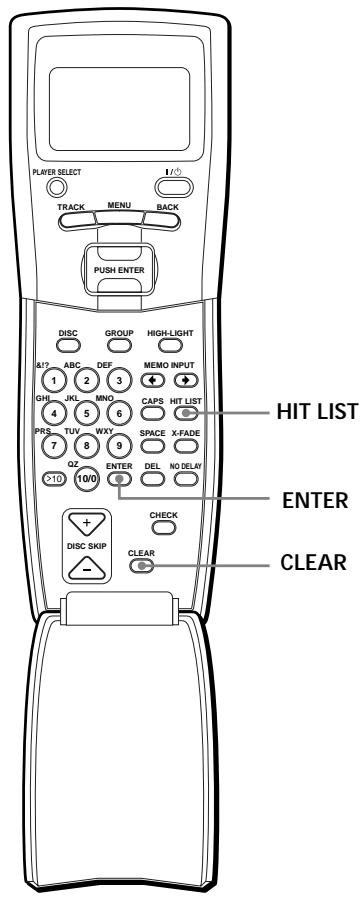 PLAYER SELECT I/O TRACK MENU BACK PUSH ENTER DISC GROUP HIGH-LIGHT &7 ABC DEF MEMO INPUT 1 2 3 GHI JKL MNO CAPS HIT LIST 4 5 6 PRS TUV WXY SPACE X-FADE 7 8 9 QZ ENTER DEL NO DELAY >10 100 + CHECK DISC SKIP CLEAR HIT LIST ENTER CLEAR