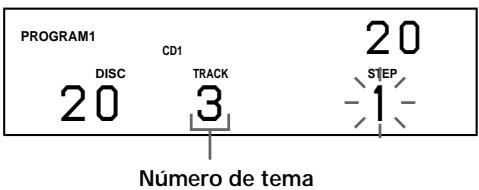 PROGRAM1 20 DISC CD1 3 TRACK 20 STEP -1 Número de tema