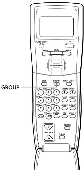 PLAYER SELECT TRACK MENU BACK PUSH ENTER GROUP DISC GROUP HIGH-LIGHT &/? ABC DEF MEMO INPUT 1 2 3 + GHJ JKL MNO CAPS HIT LIST 4 5 6 PRS TUV WXY SPACE X-FADE 7 8 9 QZ ENTER DEL NO DELAY >10 10/0 + CHECK DISC SKIP CLEAR -