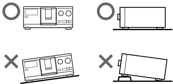 SONY CDP-CX555ES - Nota sobre la ubicación del reproductor - 1