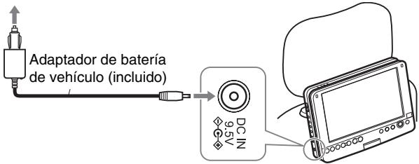 SONY DVP-FX875 - Conecte el adaptor de bateria de vehiculo al encendedor y al conector DC IN del reproductor. - 1