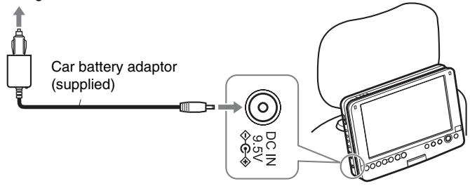 SONY DVP-FX875 - Connect the car battery adaptor to the cigarette lighter socket and the player's DC IN jack. - 1