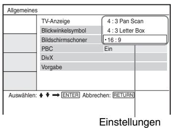 SONY DVP-FX875 - Drücken Sie auf / , um das gewünschte Objekt auszuwahlen, und drücken Sie auf ENTER. - 1