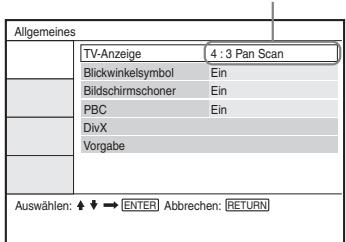 SONY DVP-FX875 - Drücken Sie auf / , um die gewünschte Einstellung auszuwahlen, und drücken Sie auf ENTER. - 1