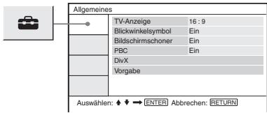 SONY DVP-FX875 - Einstellungen für den Bildschirm (Allgemeines) - 1
