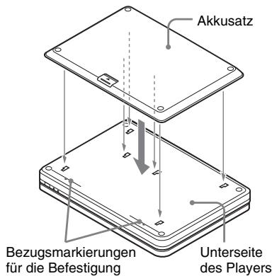 SONY DVP-FX950 - Einsetzen des Akkupacks - 1