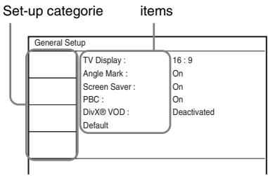 SONY DVP-FX950 - Druk op / om de "Setup" te selectoren en druk op ENTER. - 1