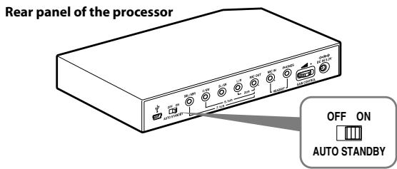 Rear panel of the processor OFF ON AUTO STANDBY