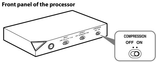 Front panel of the processor COMPRESSION OFF ON