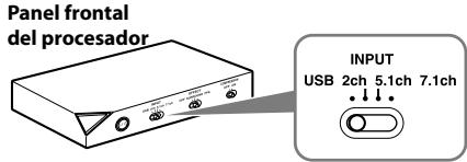Panel frontal del procesador INPUT USB 2ch 5.1ch 7.1ch