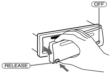 SONY CDX-L420V - Press (RELEASE), then pull it off towards you. - 1