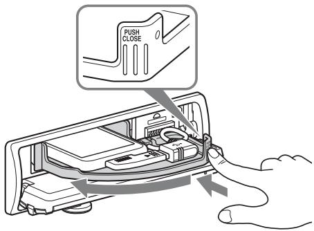 SONY DSX-S100, DSX-S300 - Faites glisser le TUNE TRAY pour le refermer en appuyant sur CLOSE sur le TUNE TRAY jusqu'à ce qu'il soit bloqué en position fermée. - 1