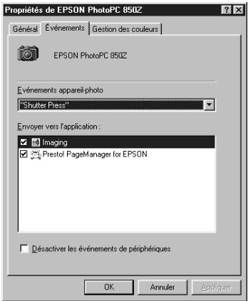 EPSON PHOTOPC 3000Z - Affectation d'une application au déclencheur - 1