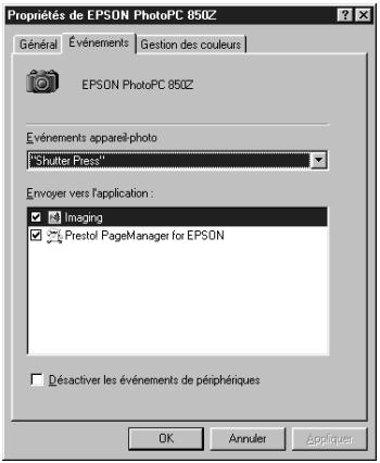EPSON PHOTOPC 3100Z - Affectation d'une application au déclencheur - 1