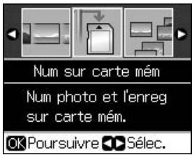 Num sur carte mém Num photo et l'enreg sur carte mém. OK Poursuivre ▶ Sélec.