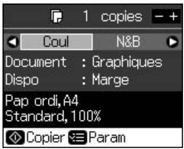 1 copies - + Coul N&B Document : Graphiques Dispo : Marge Pap ordi,A4 Standard,100% Copier Param