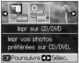 Impr sur CD/DVD Impr vos photos préférées sur CD/DVD. OK Poursuivre ▶ Sélec.
