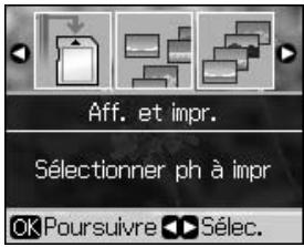 Aff. et impr. Sélectionner ph à impr OK Poursuivre ▶ Sélec.