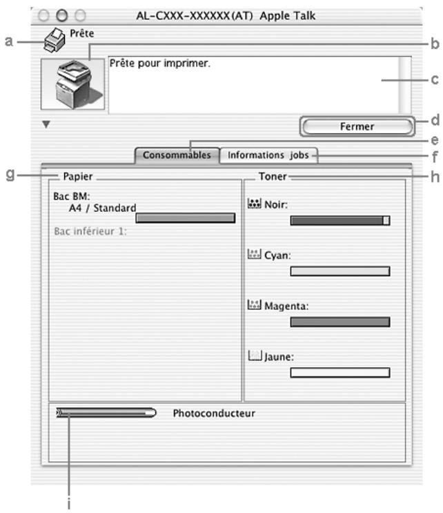 EPSON ACULASER CX11NF - Affichage des informations sur l'etat de l'imprimante - 1