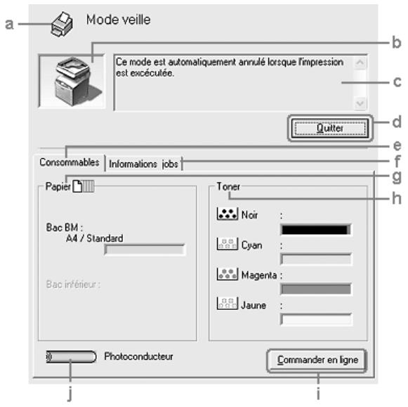 EPSON ACULASER CX11NF - Affichage des informations sur l'etat de l'imprimante - 1