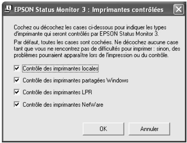 EPSON ACULASER CX11NF - Paramètres de l'utilitaire Monitored Printers - 1