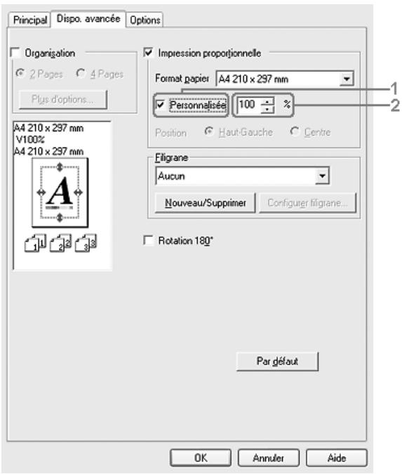 EPSON ACULASER CX11NF - Redimensionnement des pages selon un pourcentage déterminé - 1