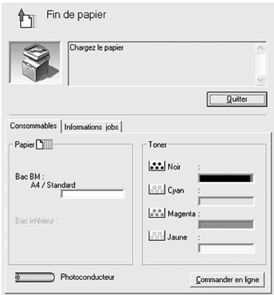 EPSON ACULASER CX11NF - Fenêtre d'alerte d'etat - 1