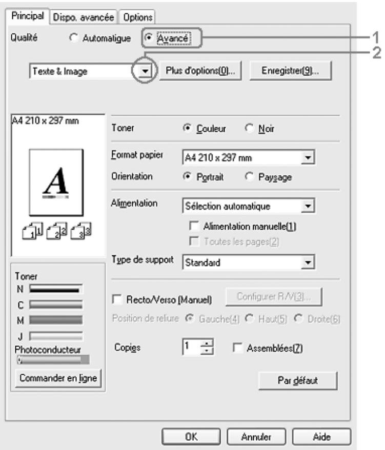 EPSON ACULASER CX11NF - Utilisation des paramètres prédéfinis - 1