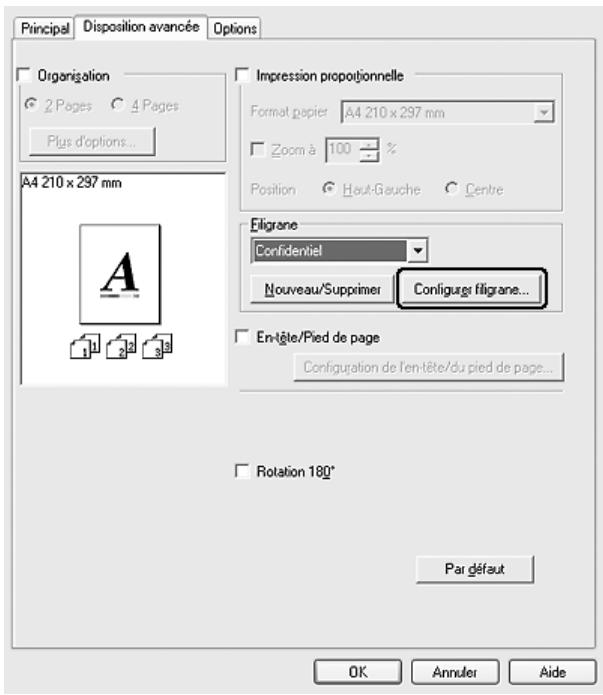 EPSON ACULASER CX21NF, ACULASER CX21NFC - Utilisation d'un filigrane - 1