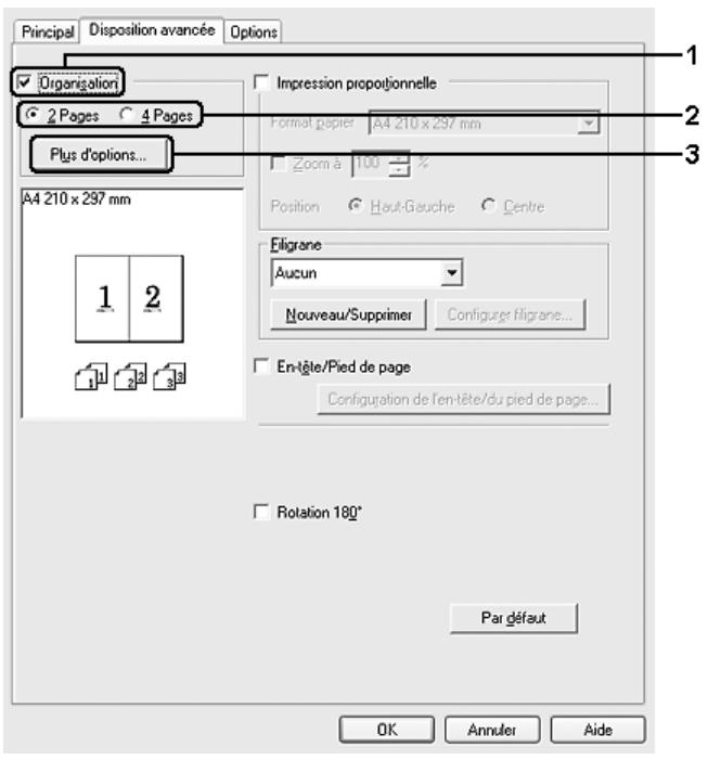 EPSON ACULASER CX21NF, ACULASER CX21NFC - Modification de l'organisation d'une impression - 1