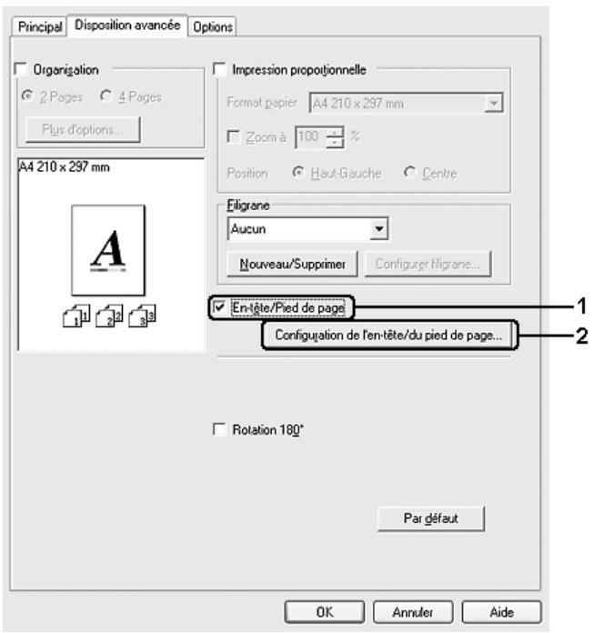 EPSON ACULASER CX21NF, ACULASER CX21NFC - Utilisation d'en-têtes et pieds de page - 1