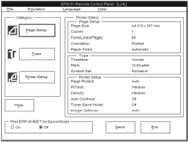 EPSON EPL-5200 - LaserJet 4L emulation mode/EpsonScript Level 2 mode window - 1