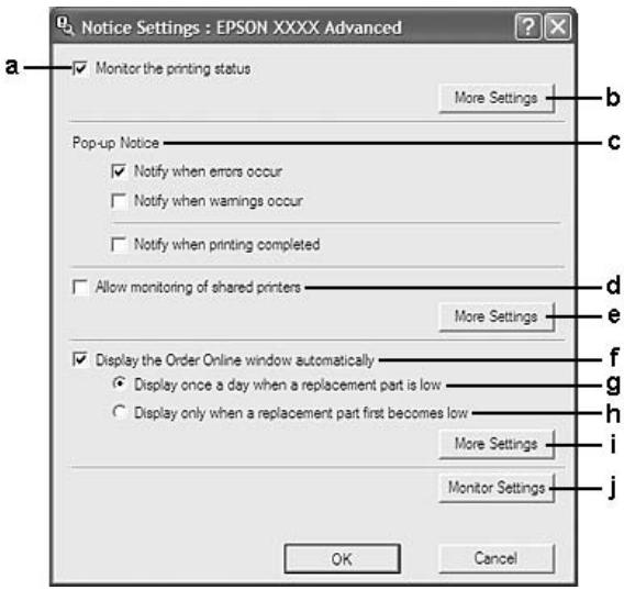 EPSON ACULASER M8000N - Notice Settings (Paramètres Avertissement) - 1