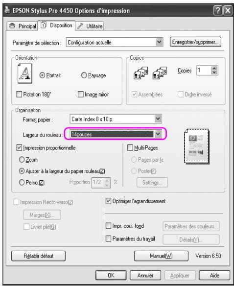 EPSON STYLUS PRO 4450, STYLUS PRO 4880 - Ajuster à la largeur du papier rouleau (Windows uniquely) - 3