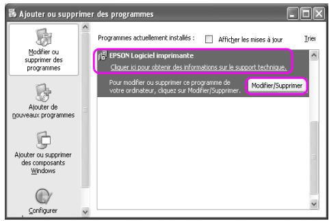 EPSON STYLUS PRO 4450, STYLUS PRO 4880 - Déinstallation du pilote d'impression - 2