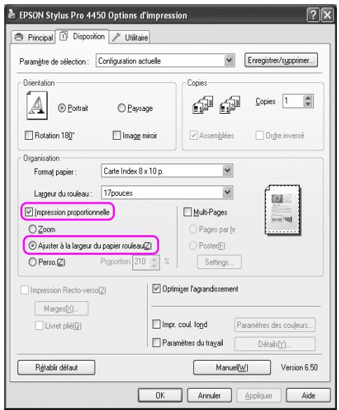 EPSON STYLUS PRO 4450, STYLUS PRO 4880 - Ajuster à la largeur du papier rouleau (Windows uniquely) - 2