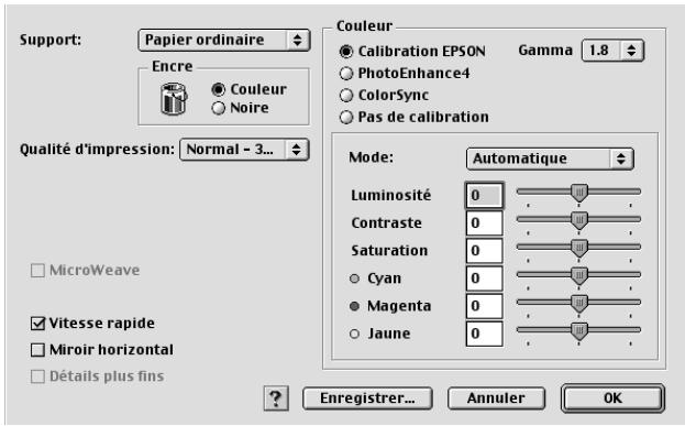 EPSON STYLUS COLOR 880 - Définition des paramètres Plus d'options - 1